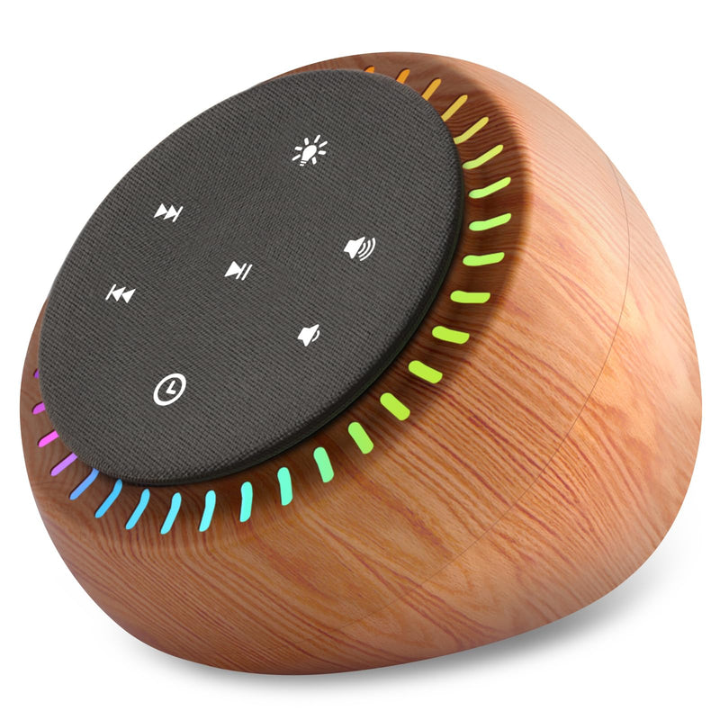 DreamSky Sound Machine for Sleep, White Noise for Sleeping Adults & Baby, Brown Noise Fan for Office Privacy & Noise Canceling, 26 Sounds & RGB Light, USB-C Powered for Home Travel, Wood Grain Small