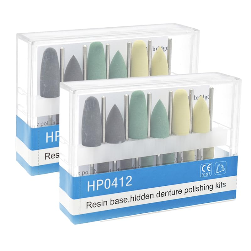12pcs Silicone Composite Polishing Heads 3/32" Shaft Resin Base Acrylic Denture Polishing Burs Finishing Kits 2.35mm for Rotary Tools (2 Pack)