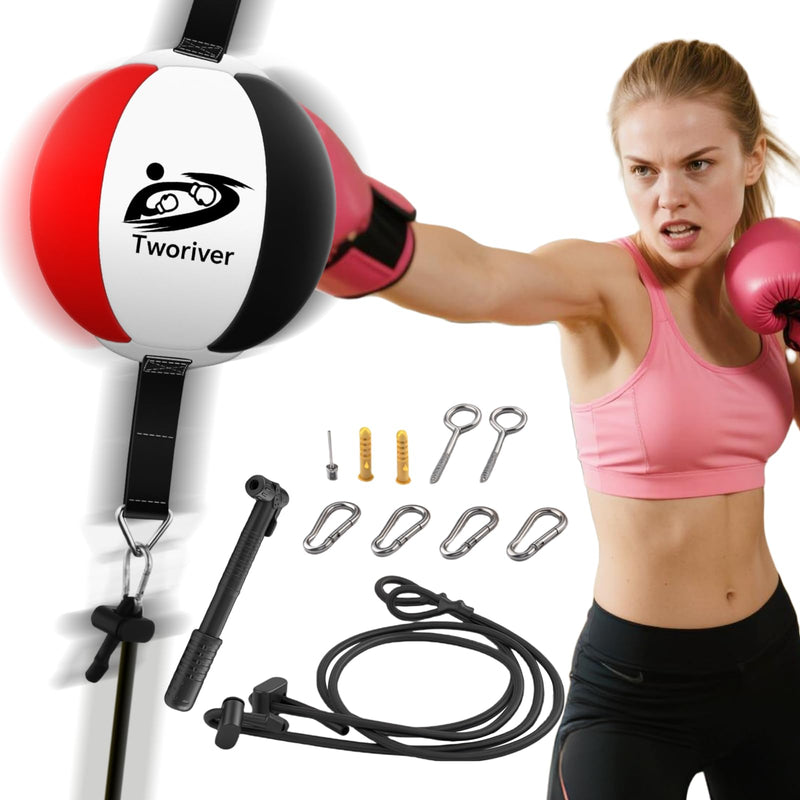 Double End Bag Boxing, Adjustable Cords Punching Bag Boxing Ball Speed Reflex Bags, Home Gym Punching Training Equipment Set for Reaction Agility Hand Eye Coordination, Good for Adults & Kids