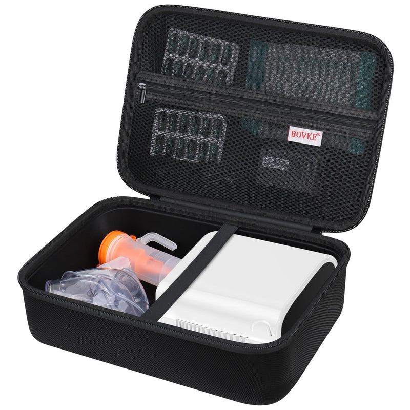 BOVKE Case for Smart Nebulizer for Breathing Problems, Desktop Inhaler Nebulizer for Adults and Kids, Digital Asthma Jet Nebulizer Machine Bag for Home Use, Space for Masks, Tubing, Black+Black - BeesActive Australia