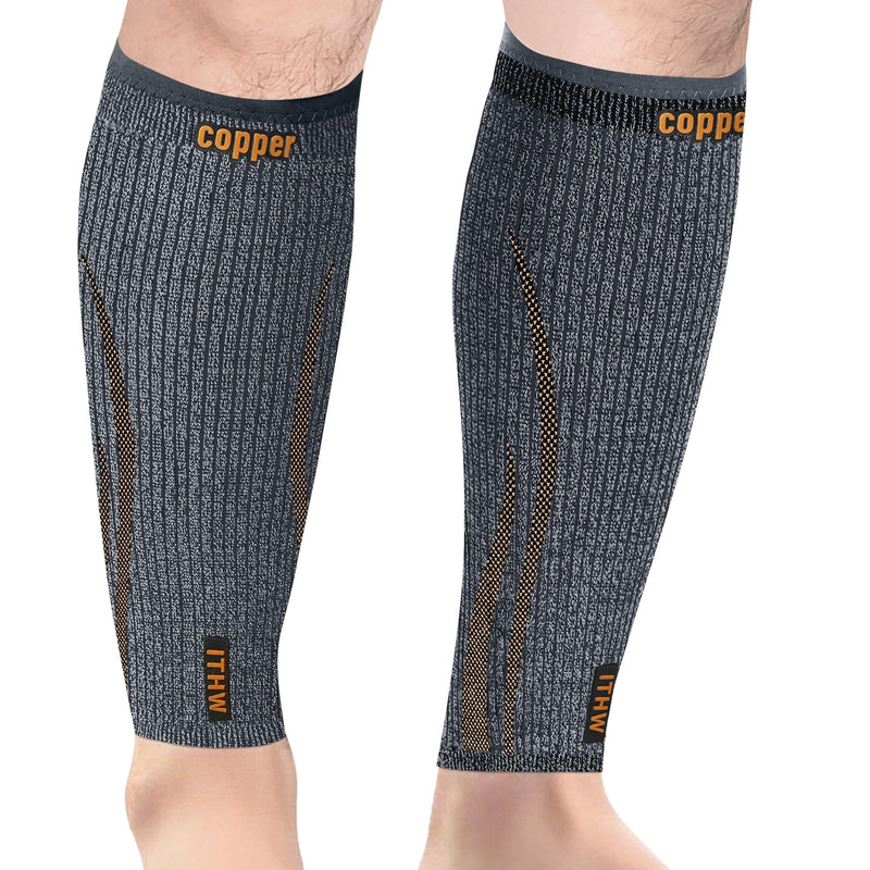 Copper Calf Compression Sleeve for Men & Women, Leg Compression Sleeve for Shin Splint Relief, Varicose Veins, Calf Tear Large Gray - BeesActive Australia