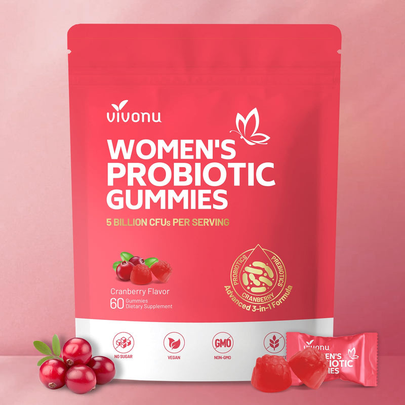 Viginal Probiotic for Women, Women Probiotic Gummies, Feminine Balance Gummies, Cranberry Probiotics for Woman Vaginigal Health, Yeast Ph Balance| 60 Gummies 60pcs/1bag - BeesActive Australia