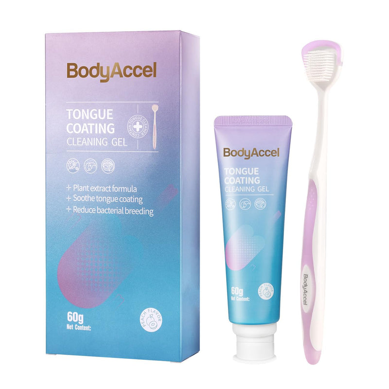 BodyAccel Tongue Cleaner Gel with Tongue Brush ‚Äì Fresh Breath Oral Care Kit ‚Äì Tongue Scraper Gel Set for Bad Breath Removal, Maintain Oral Health