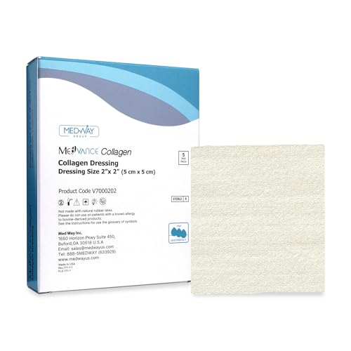 MedVance Collagen Sponge Wound Dressing, 100% Bovine, 2"x2", Box of 5 2"x2" Dressing