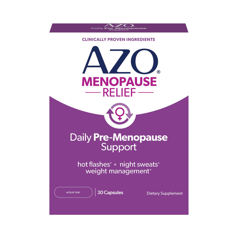 AZO¬Æ Daily Pre-Menopause Relief Perimenopause Supplements for Women, Hot Flash, Night Sweat and Healthy Weight Management Support* - 30 Count