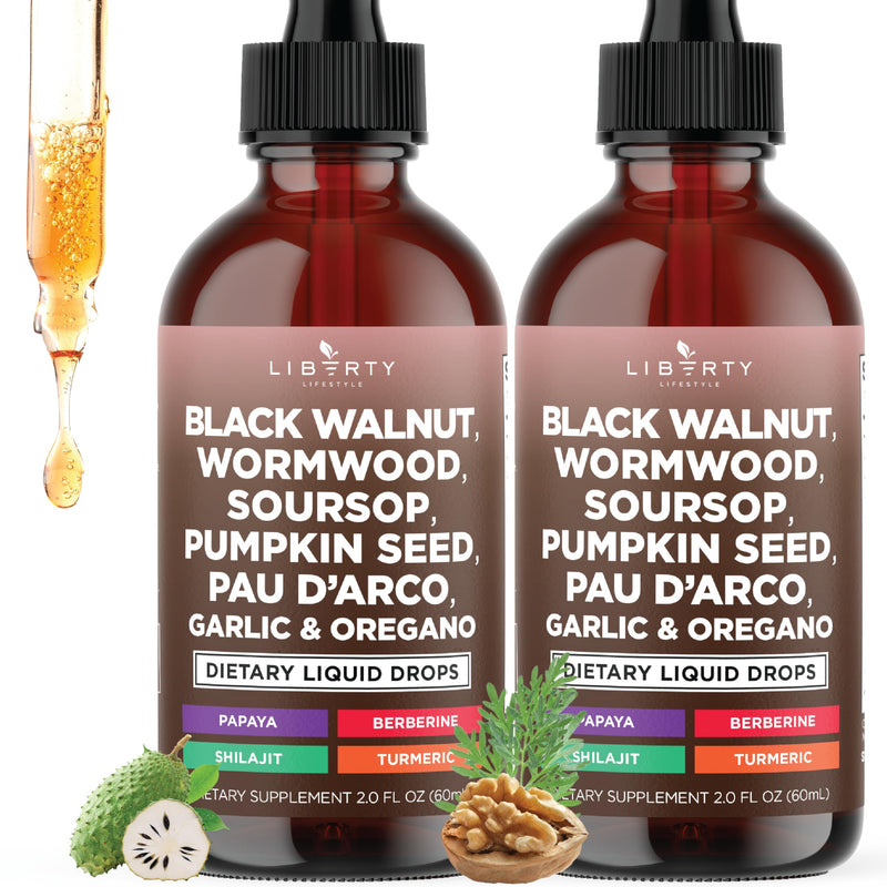 Defend Wormwood Black Walnut Cleanse for Humans Drops Liquid Soursop Garlic Pumpkin Seed PAU D'Arco Oil of Oregano Turmeric Berberine Neem Extract Hull Bark Tincture - 4 OZ 4 Fl. Oz (Pack of 2) - BeesActive Australia