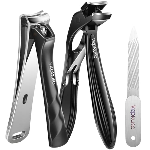Nail Clippers for Seniors, Heavy Duty Stainless Steel Nail Clipper for Ingrown Toenails, Wide Opening Sharp Blade for Men, Women, Travel & Home Use Black(BC)
