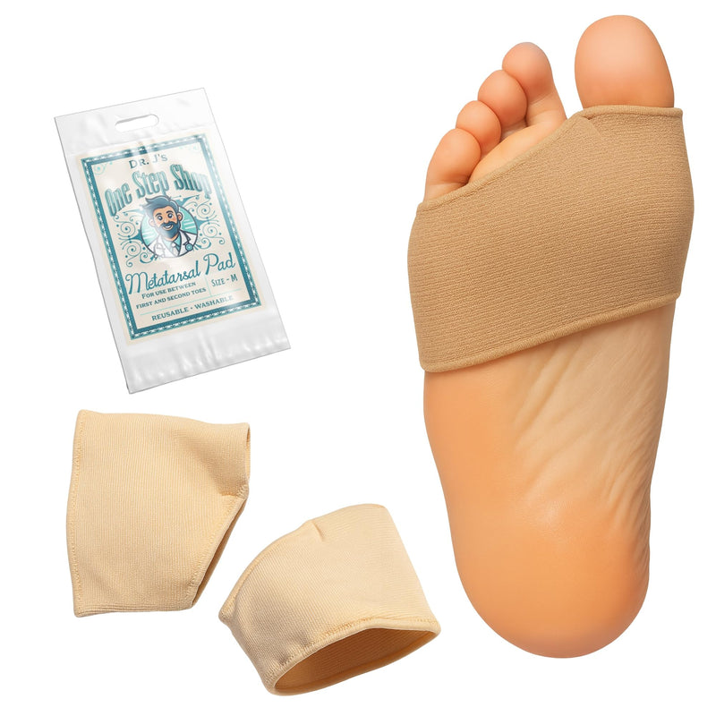 Dr. J's One Step Shop Pressure Relief Pads - Podiatrist Recommended Padded Ball of Foot Sleeve - 8 Pack Low Profile Soft Gel Cushions for Corns, Calluses, Metatarsalgia Pain Relief and more (Medium) Medium