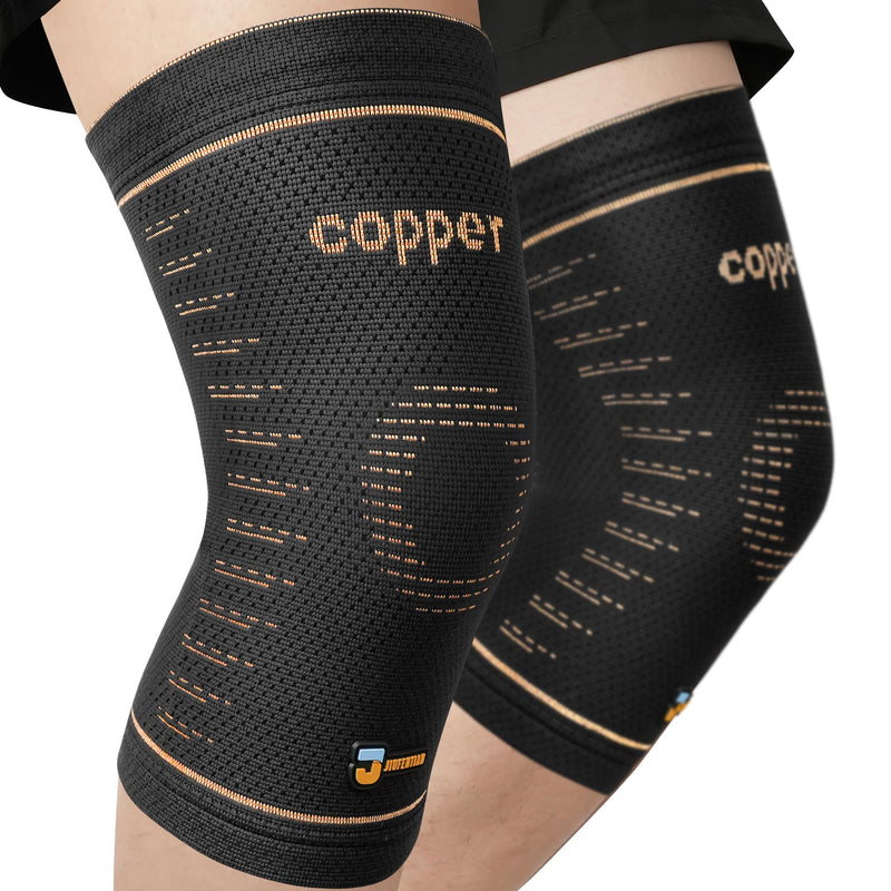 JIUFENTIAN Copper Knee Brace for Women and Men(2 Pack) -knee compression sleeves for Arthritis, Running & Daily Use-Targeted Support for Joint Stability & Pain Relief(Medium) Medium Standard