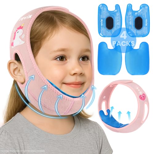 REVIX Kids Teeth Ice Pack Head Wrap for Tonsillectomy & Wisdom Teeth Pink