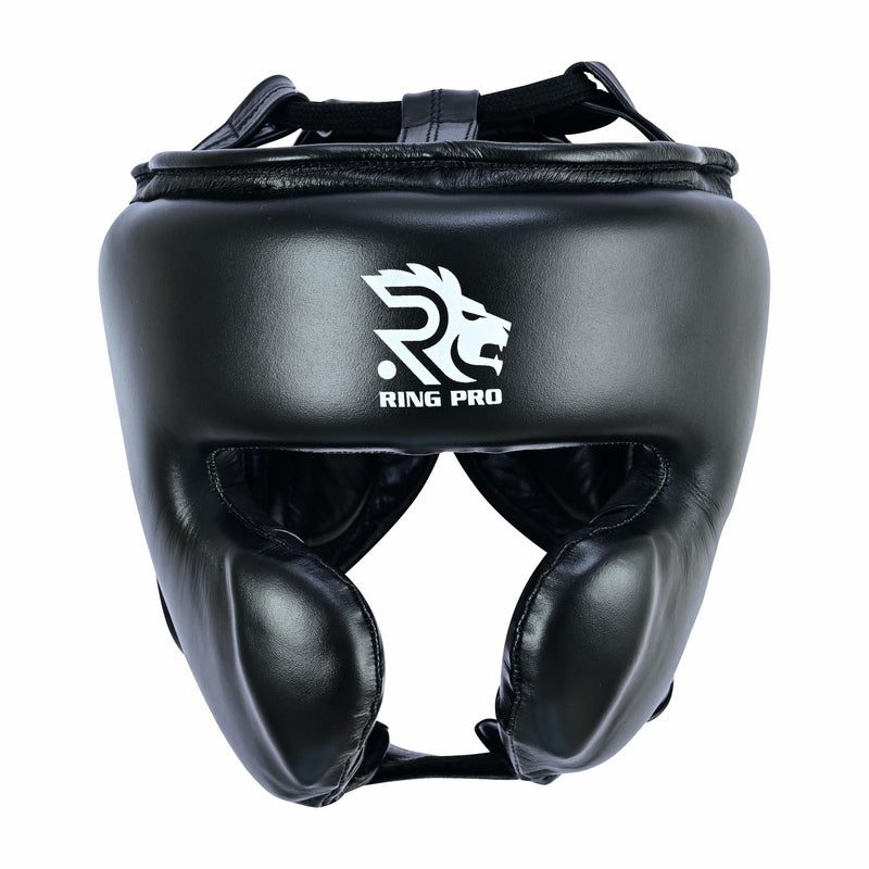 Leather Lace Up Boxing Headgear for Sparring and Training Premium Leather Head Guard for Boxing MMA Muay Thai Kickboxing and Martial Arts Black Large - BeesActive Australia