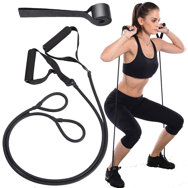 Exercise Bands Resistance Bands Set with Door Anchor & Handles Pull Ups Rope for Working Out,Pilates,Physical Therapy,Strength Training,Fitness,Lose Weight,Yoga,Boxing Women Man Legs Arms. Black