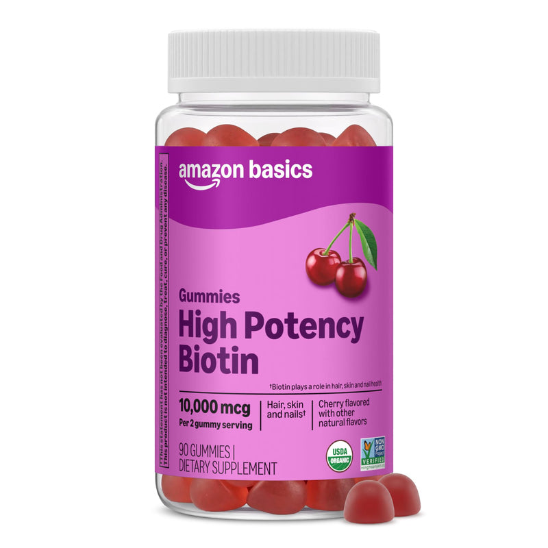 Amazon Basics Biotin 10,000mcg Gummy, 90 Count