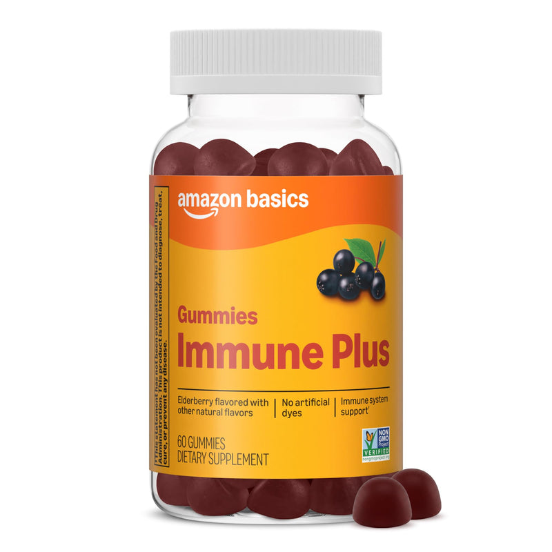 Amazon Basics Immune Plus Elderberry Gummy, 60 Count