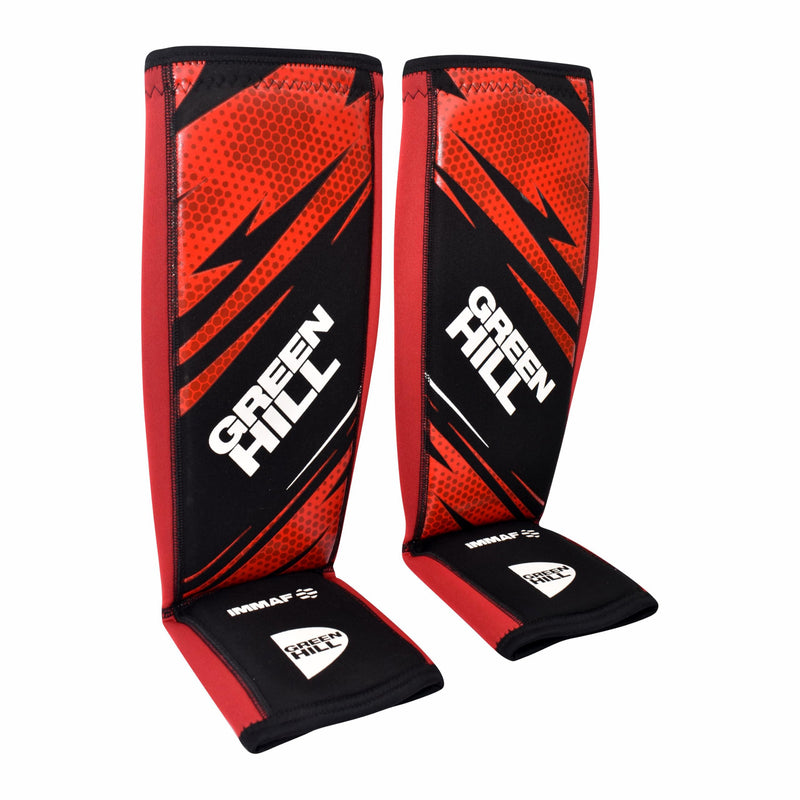 Muay Thai ShinGuards MMA Shin Guards – Kickboxing Shin Guards Muay Thai Shinguards, Shin Instep Pad MMA IMMAF Approved from Green Hill Black/Red Large