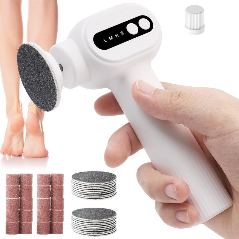 Electric Callus Remover for Feet, 2 in 1 Electric Foot File Grinder, Rechargeable Cordless Foot Scrubber for Dead Skin, Adjustable Speed with Sandpaper Discs, Professional Pedicure Tools,White Effortless Electric Foot Callus Remover White - BeesActive Australia