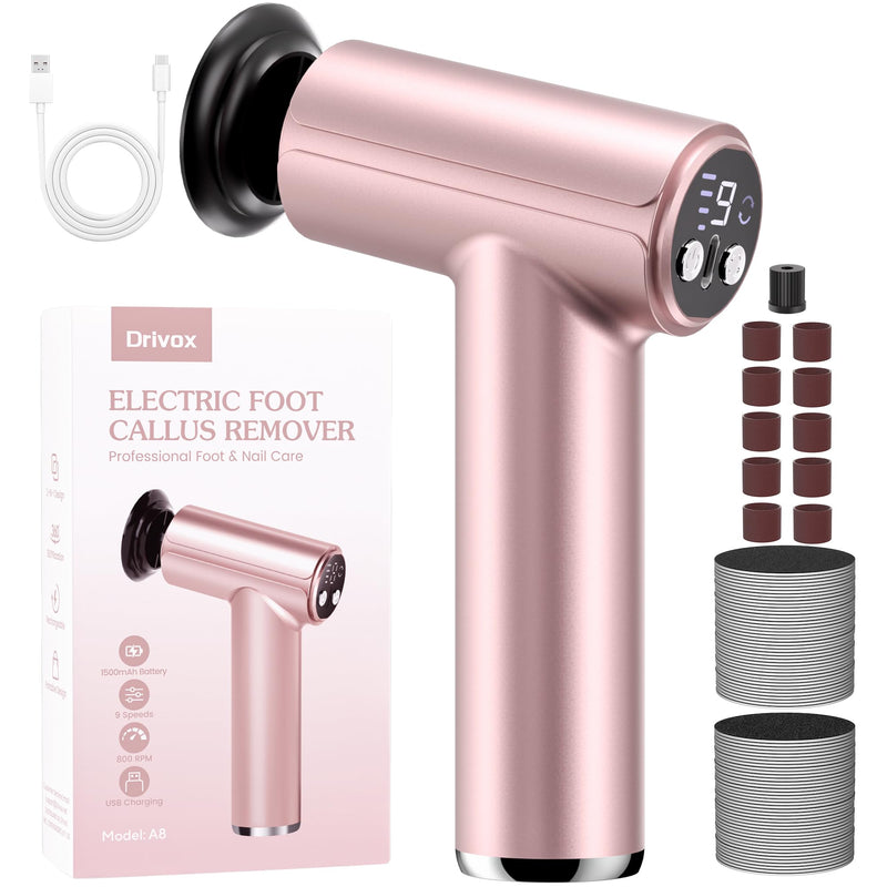 Electric Foot Callus Remover - 2 in 1 Rechargeable Electric Callus Remover for Feet, Pedicure Tools with 70pcs Sandpapers, Professional Foot Scrubber File for Dead Skin - Pink - BeesActive Australia