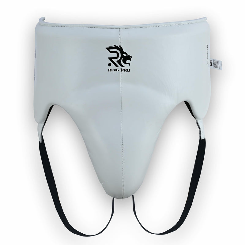 Leather Groin Guard with Protective Cup for Men Boxing MMA Muay Thai Kickboxing Taekwondo and Martial Arts Training Protector White Large - BeesActive Australia