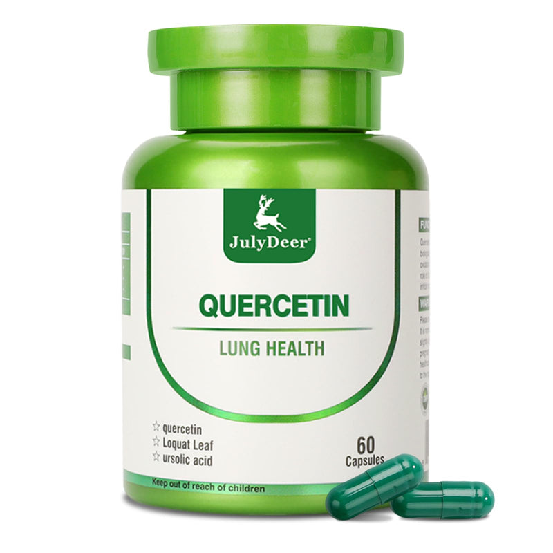 JulyDeer Quercetin 400 mg, Loquat Leaf Extract, Ursolic Acid 60 Capsules | Healthy Immune Support Supplements, High Bioavailable Flavonoids, Natural Antioxidant – Non-GMO, No Gluten 1 Btl 60 Capsules