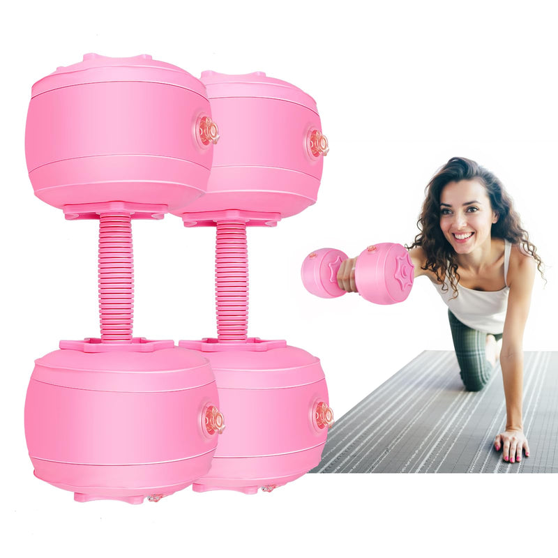 Water Filled Dumbbells Set - Water Filled Weights - Portable Travel Weights - Weights Adjustable Dumbbells - Portable Fitness Equipment - Strength Training - Fitness and Shaping Pink：up to 20 lbs