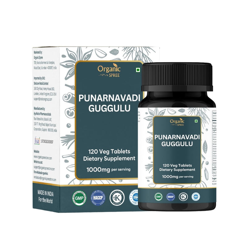Punarnavadi Guggulu 120 Tablets - Supports Kidney Function* - Ayurvedic Formulation - Certified and Vegetarian (1) 1