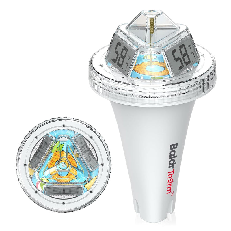 BaldrTherm Pool Thermometer Digital Floating Easy Read, Anti-Fog 360° Reading, IPX7 Water Temperature Monitor for Hot Tub/Ice Bath/Swimming Pool/SPA/Aquarium/Pond White 1pack - BeesActive Australia