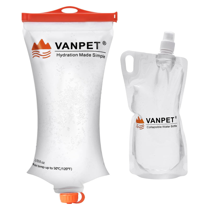 2L&1L Water Bag Compatible with Sawyer Squeeze Water Filter, Durable TPU Material, BPA & PVC Free Squeeze Pouch, Collapsible Hydration Canteens for Camping Hiking Cycling
