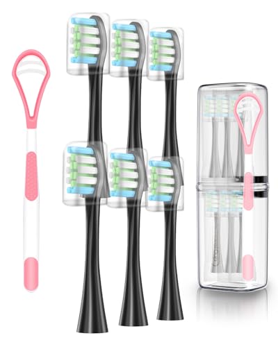 6Family Set Electric Toothbrush Replacement Head Foroclean-Black Black 1 Count (Pack of 8)