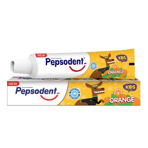 Pepsudent Kids Toothpaste, Orange Flavor, Cavity Protection, 45g, Pack of 4 (45 x 4 = 180g)