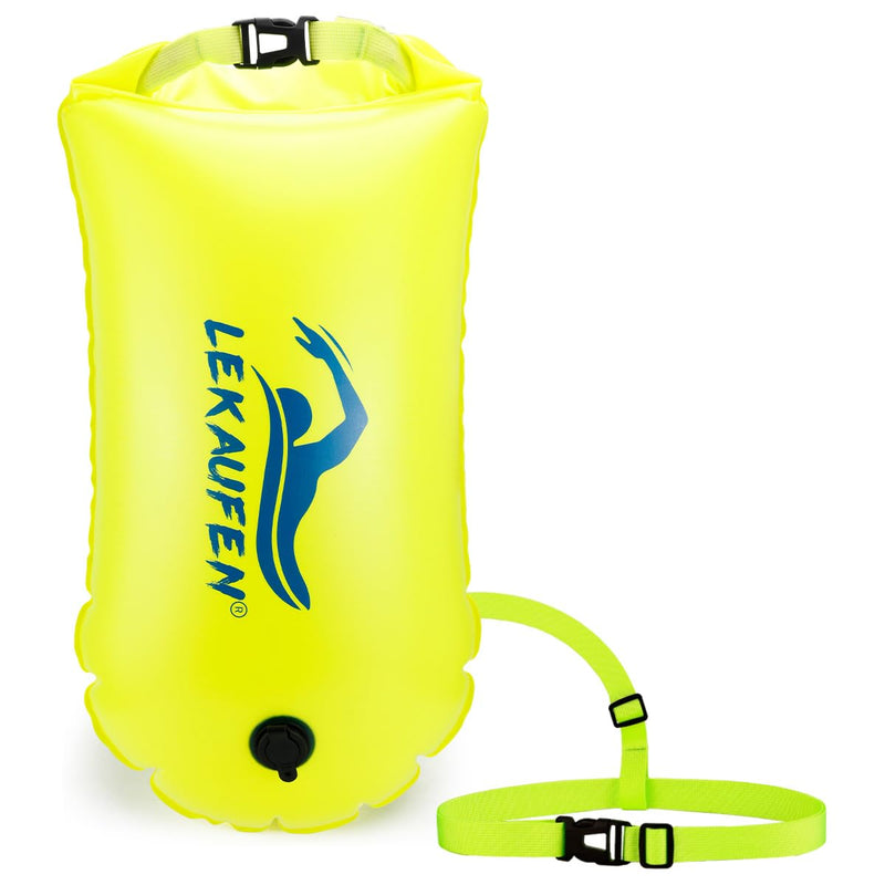 Swim Buoy for Open Water - Swim Safety Float Waterproof Dry Bag Swim Bubble for Swimmers and Triathletes, Swimming Buoy for Safer Swim Training, Snorkeling, Kayaking Yellow