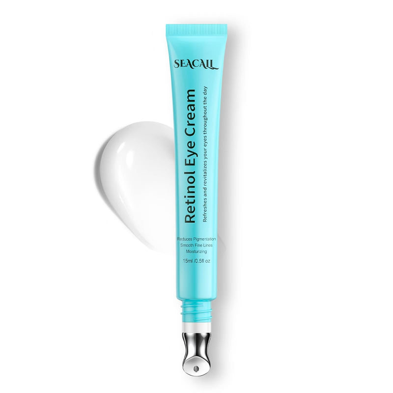 Retinol Eye Cream with Caffeine, Hyaluronic Acid & Vitamin C | Anti-Aging Under Eye Cream for Dark Circles, Wrinkles & Puffiness | Reduces Fine Lines Skin Care Treatment for Women & Men (15ml)