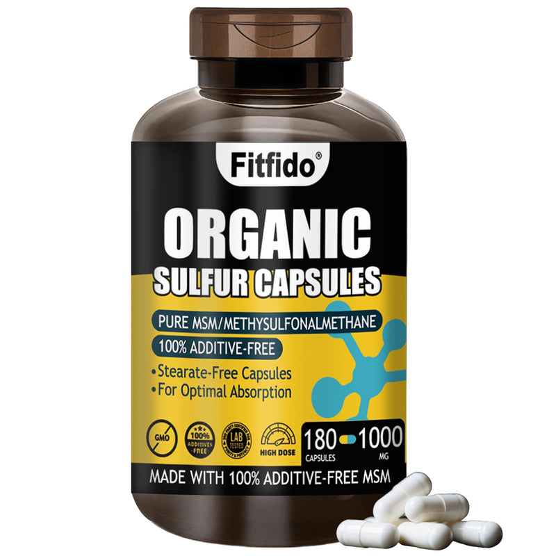 MSM Capsules 1000mg - Organic Sulfur Supplement for Joint Health, Functional Wellness, Hair, Skin & Nails, Non-GMO, Gluten Free, 180 Capsules - BeesActive Australia