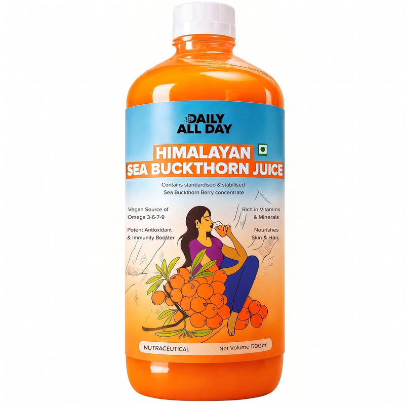 Himalayan Sea Buckthorn Juice Omega-7 Liquid Superfruit Concentrate, 16.9 fl oz (500ml), Rich in Vitamin C & Plant Omega 3-6-7-9 for Skin, Hair & Immunity, Vegan, No Added Sugar