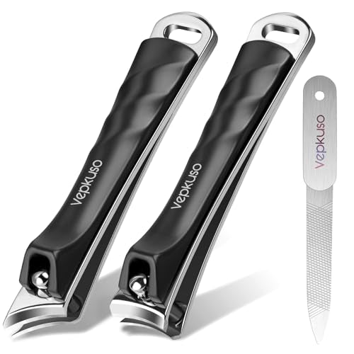 Nail Clippers Set for Men & Women – Professional Toenail Clippers for Thick Ingrown Nails, Toenail Clippers for Seniors, Ultra Sharp Stainless Steel Fingernail Clipper & Nail Cutter, Gift Idea Black(AB)