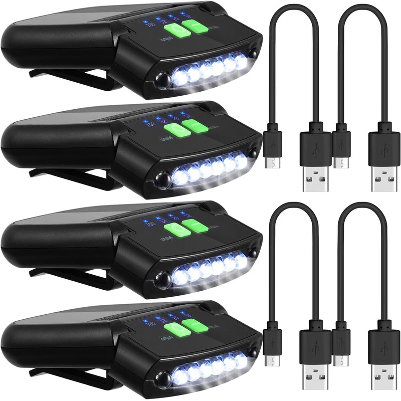 Mudder LED Clip on Cap Lights USB Rechargeable Cap Flashlight Clip Waterproof Ultra Bright Hat Flashlight Headlamp for Fishing Camping Hand Work Black 4