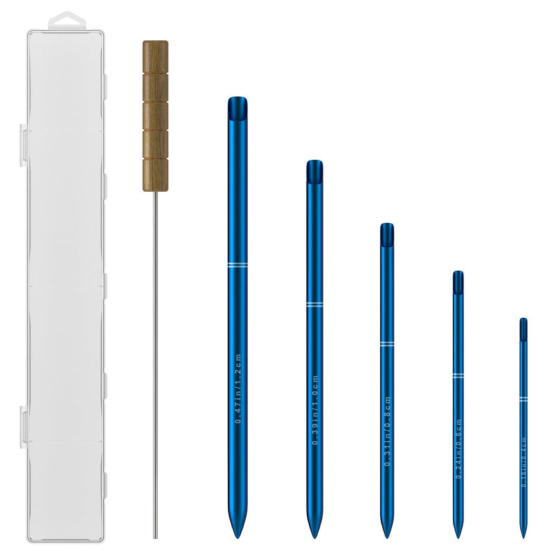 Rope Splicing Tool Kit, Rope Splicing FID Kit for Double Braid Eye Line,Stainless Steel Line Braiding Set Tool Include 5 Sizes (0.16-0.47") Fids and 1pcs Pusher(Blue) Blue - BeesActive Australia