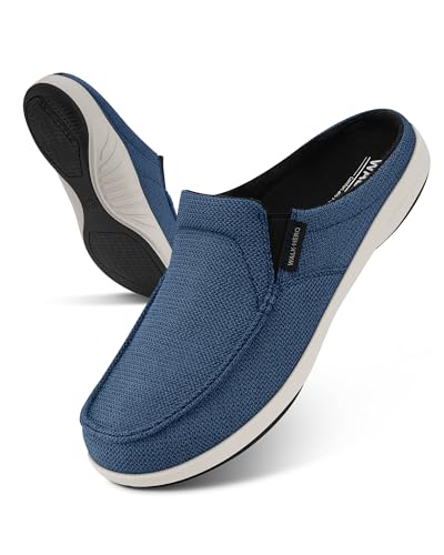 Mens Slippers with Arch Support, House Shoes for Men for Plantar Fasciitis 10.5 Navy