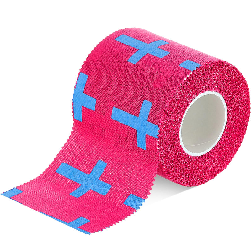 TrelaCo 1 Pcs Wrist Tape Baseball Cross Athletic 2in x 23ft Cotton Cross Wrist Tape Serrated Edges for Fingers Ankles Injury Wrap, Football Baseball Hockey Soccer (Rose Red) Rose Red