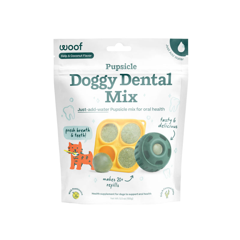 Woof Doggy Dental Pupsicle Mix - Dog Teeth Cleaning Powder for the Pupsicle - Long Lasting Postbiotic Dental Enzyme Mix to Support Oral Health for Dogs Dental Mix