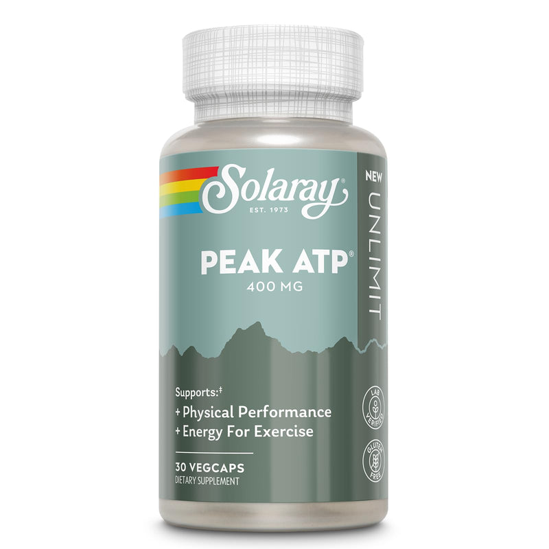 SOLARAY Peak ATP 400 mg - Physical Performance and Exercise Energy Supplements - Stim Free Pre Workout Pills - No Caffeine or Gluten - Lab Verified - 30 Servings, 30 VegCaps
