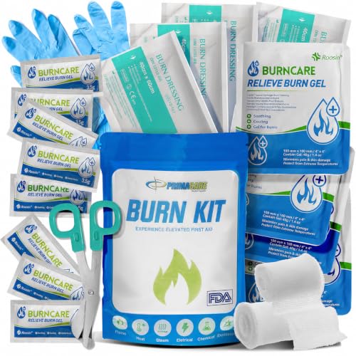 PrimaCare WB-7707 Emergency First Aid Burn Kit with Burn Gel, 22 Piece Set