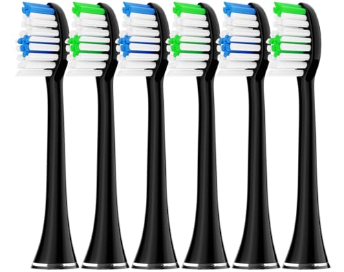 Original Acteh Toothbrush Heads for Acteh Sonic Edge and JetWave Toothbrush - Genuine Replacement Heads for Sonic Edge JetWave (Black6) Black6