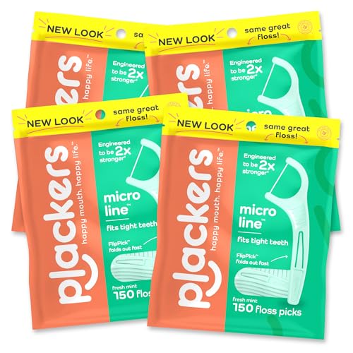 Plackers Micro Line Dental Floss Picks FlipPick Tuffloss Bundle, 150 Count (Pack of 4) and 300 Count