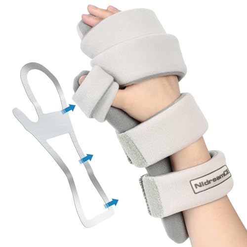 Resting Hand Splints for Straightening Fingers,Carpal Tunnel Wrist Brace Night Immobilizer With Finger Separators for Stroke Rehabilitation,Muscle Atrophy, Dupuytren's Contractures (Right) Right Hand