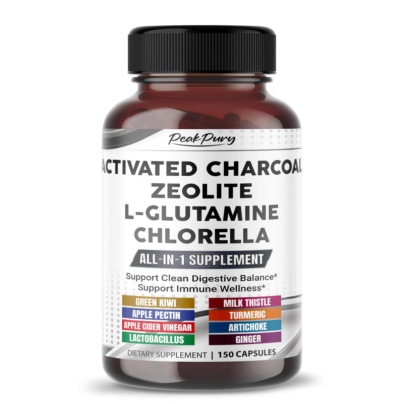 Premium All-in-1 Activated Charcoal, Zeolite, L-Glutamine & Chlorella ‚Äì Supports Digestive Cleanse & Immune Wellness ‚Äì Made in The USA ‚Äì 150 Capsules 150 count (pack of 1) - BeesActive Australia