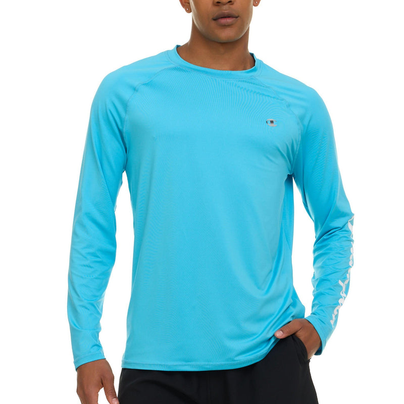 Champion Rash Guard for Men, Long Sleeve Mens Swim Shirt for Fishing Hiking UPF+ 50 SPF Sun UV Protection, Quick Dry Light Blue XX-Large