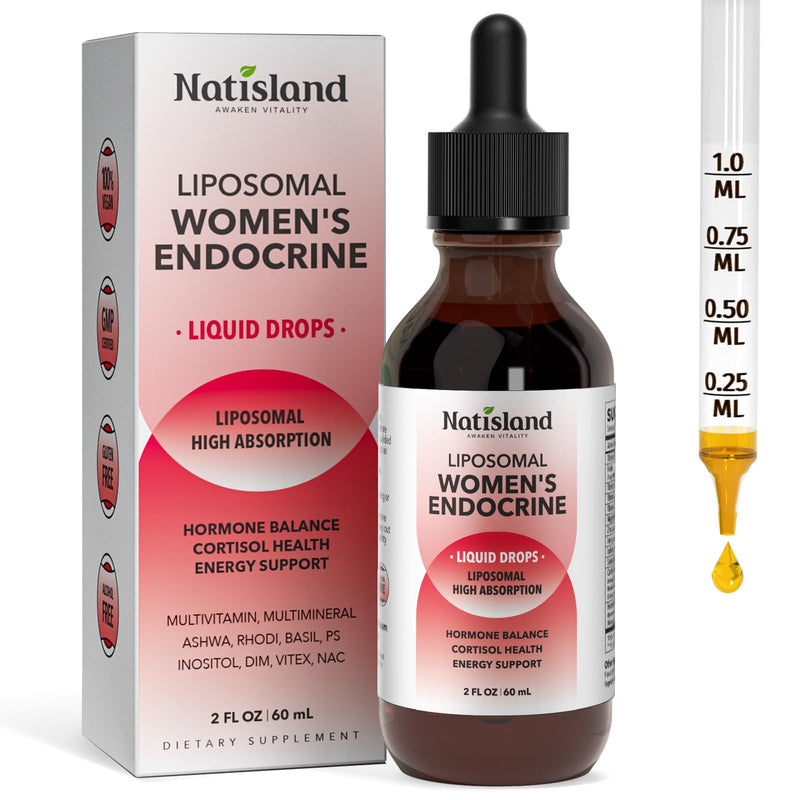 Liposomal Cortisol Supplement Liquid Drops, Women’s Endocrine Supplement, Cortisol Detox Manager Reducer with High Absorption Complex, for Stress Relief, Hormone Balanced for Women, 2 FL OZ