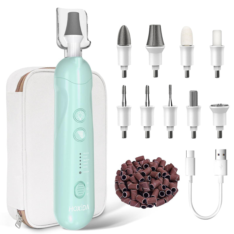 Manicure Pedicure Kit for Women, Professional Nail Grinder for Senior Thick Toenail, Cordless Electric Nail File, 5 Speeds Pedicure Tools for feet Callus Remover, Nail Drill for Women Hand Feet Care Blue