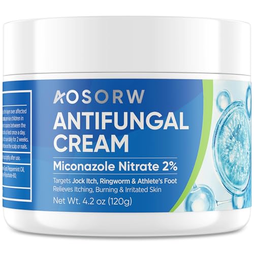 AOSORW Antifungal Cream for Jock Itch - Miconazole Anti Fungal Cream for Itchy Skin Relief Extra Strength - Ringworm Treatment for Humans - Athlete's Foot Treatment - 4.2 oz (120g)