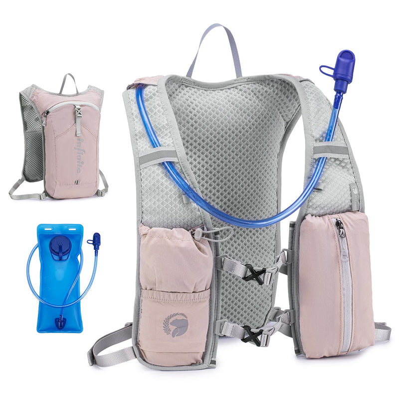 KSIBNW Running Vest for Women and Men, Lightweight Hydration Vest Backpack with 1.5L Water Bladder Bag Running Backpack for Hiking Biking Trail Cycling Race Marathon Pink